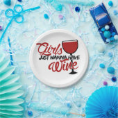 女の子はただワインを飲みたい ペーパープレート (パーティー)