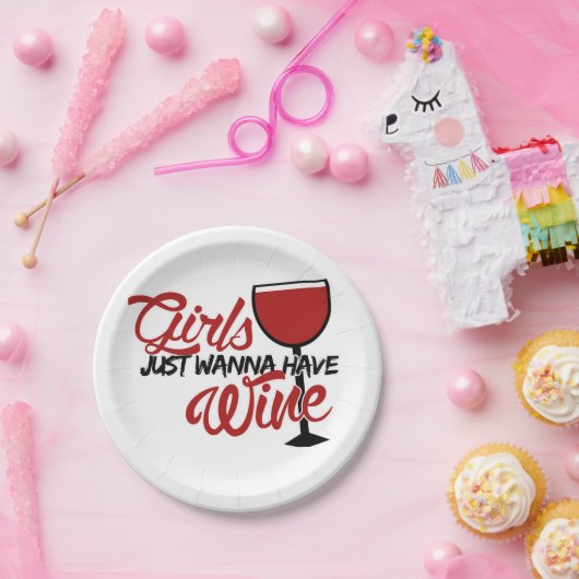 女の子はただワインを飲みたい ペーパープレート (パーティー)