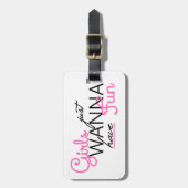 女の子はちょうどおもしろいのギフトを持ちたいと思います ラゲッジタグ (正面縦)