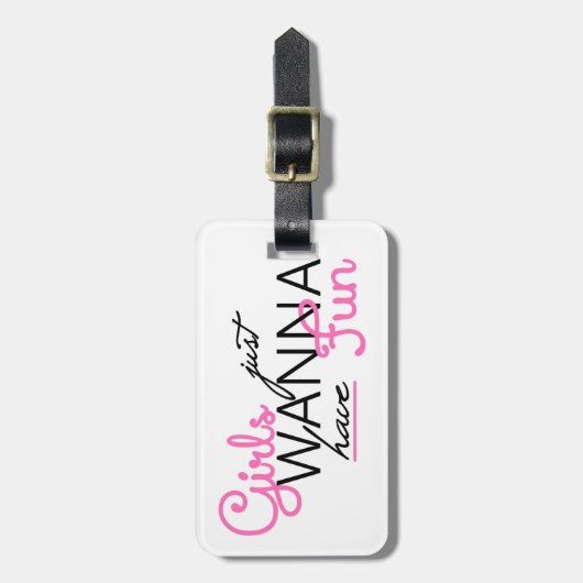 女の子はちょうどおもしろいのギフトを持ちたいと思います ラゲッジタグ (正面縦)