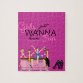 女の子はちょうどおもしろいのパズルのギフトを持ちたいと思います ジグソーパズル (縦)