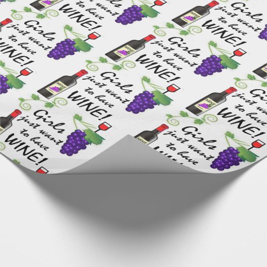 女の子はちょうどワインを食べたいと思います! ラッピングペーパー (角)