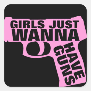 女の子はちょうど銃を持ちたいと思います スクエアシール
