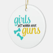 女の子はちょうど銃を持ちたいと思います セラミックオーナメント (左)