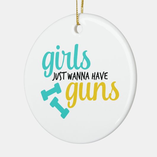 女の子はちょうど銃を持ちたいと思います セラミックオーナメント (左)