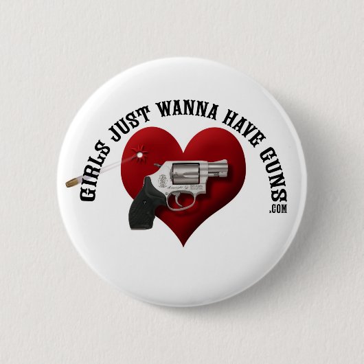 女の子はちょうど銃ボタンを持ちたいと思います 缶バッジ (正面)