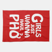 女の子はちょうど電話を持ちたいở キッチンタオル (横)