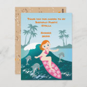 女の子はイルカで大波を乗り越える ポストカード (正面/裏面)