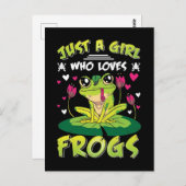 女の子はカエルが好き！娘がカエル好きでかわいい、カエル愛 ポストカード (正面/裏面)