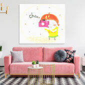 女の子はカメラを持っクリックている キャンバスプリント (インサイチュ (リビング))