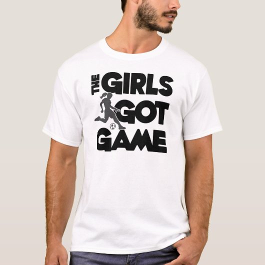 女の子はゲーム、黒を得ました Tシャツ (正面)