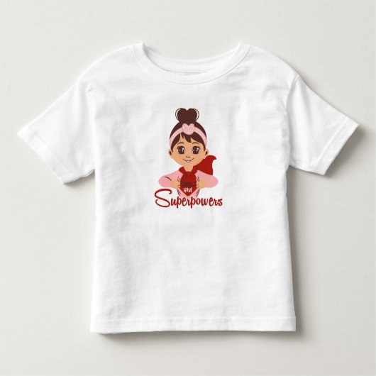 女の子はスーパーパワーを持っている スーパーヒーロー マント キッズ トドラーTシャツ (正面)