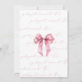 女の子はピンクのワンボウ 1歳の誕生日 招待状 (裏面)