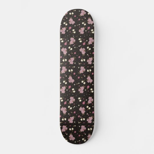 女の子はピンクの花-焦茶のスケートボードをします スケートボード (正面)