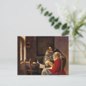 女の子はヨハネス・ヴェルメールによって彼女の音楽を中断した ポストカード (スタンド正面)