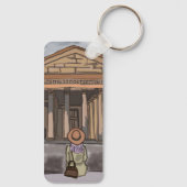 女の子はローマのパンテオンの前に座っている。 キーホルダー (裏面)