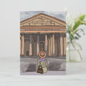 女の子はローマのパンテオンの前に座っている。 招待状 (スタンド正面)