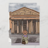 女の子はローマのパンテオンの前に座っている。 招待状 (正面/裏面)