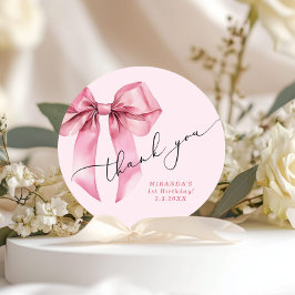 女の子はワンピンクボウになりたいと思う ラウンドシール