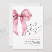 女の子はワンピンクボウになりたい1歳の誕生日 招待状 (正面)