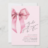 女の子はワンピンクボウになりたい1歳の誕生日 招待状 (正面)