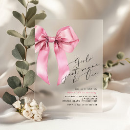 女の子はワンピンクボウになりたい1st誕生日 アクリル招待状