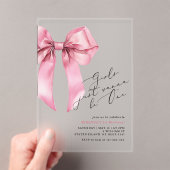 女の子はワンピンクボウになりたい1st誕生日 アクリル招待状 (インサイチュ (ポータブル))