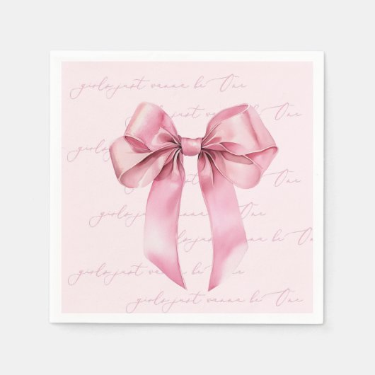女の子はワンピンクボウになりたい1st誕生日 スタンダードカクテルナプキン (正面)