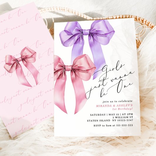 女の子はワンピンクボウツインガールズ 招待状