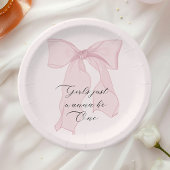 女の子はワンピンクボウ1歳の誕生日 ペーパープレート