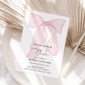 女の子はワンピンクボウ1歳の誕生日 招待状