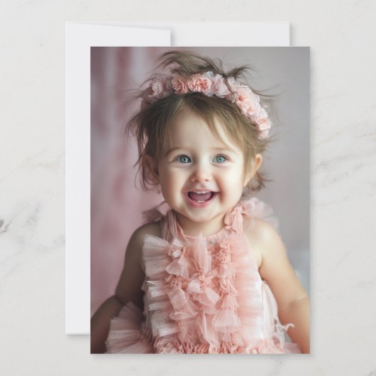 女の子はワンフォトになりたい1歳の誕生日 招待状 (裏面)