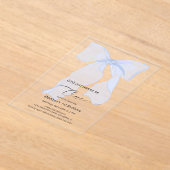 女の子はワンブルーボウ1歳の誕生日 アクリル招待状 (レイダウン)