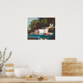 女の子はヴィンテージ50sの車の写真に横たわる ポスター (キッチン)