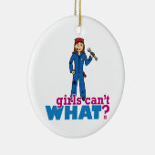 女の子は何ができない？ColorizeMEカスタムデザイン セラミックオーナメント (右)