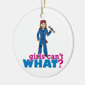 女の子は何ができない？ColorizeMEカスタムデザイン セラミックオーナメント (左)