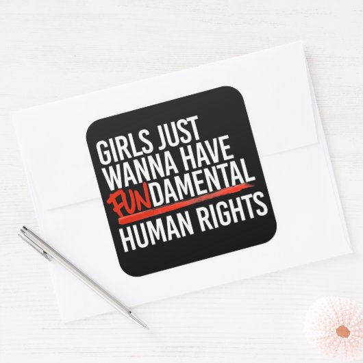 女の子は基本的な権利を持ちたい スクエアシール (封筒)