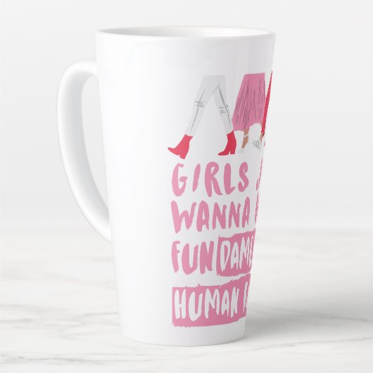 女の子は基本的な権利ワードアートを望む カフェラテマグ (左アングル)