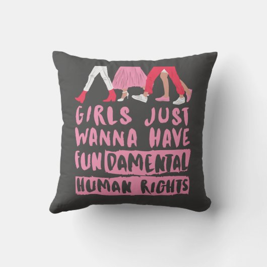 女の子は基本的な権利ワードアートを望む クッション (裏面)