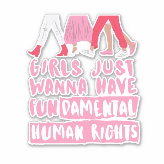 女の子は基本的な権利ワードアートビニールを欲しい シール (正面)