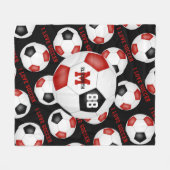 女の子は大好きサッカー文字赤白黒 フリースブランケット (正面(横))