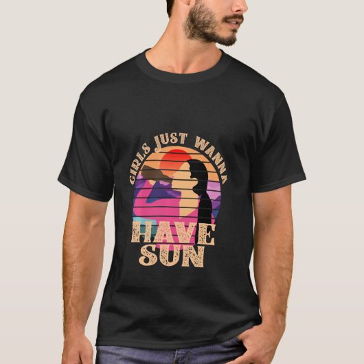 女の子は太陽の夏のおもしろいを望む Tシャツ (正面)