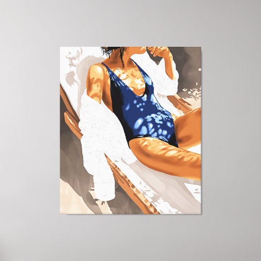 女の子は太陽を絵画欲しい キャンバスプリント (正面)