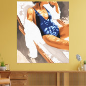 女の子は太陽を絵画欲しい キャンバスプリント (インサイチュ (リビング))