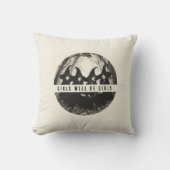 「女の子は女の子だ | かわいい魔女をテーマにしたハロウィーン クッション (正面)