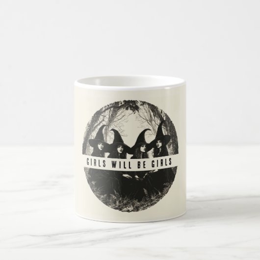 「女の子は女の子だ | かわいい魔女をテーマにしたハロウィーン コーヒーマグカップ (中央)