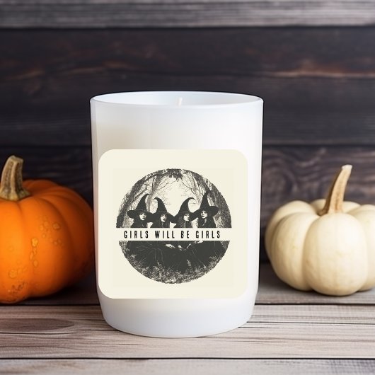 「女の子は女の子だ | かわいい魔女をテーマにした» スクエアシール