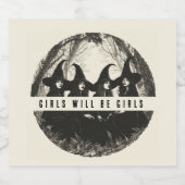 「女の子は女の子だ | かわいい魔女をテーマにした ビールラベル (シングルラベル)