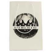 「女の子は女の子だ | かわいい魔女をテーマにした ミディアムペーパーバッグ (正面)