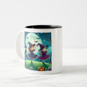 女の子は女の子になる引用文、月明かりの中の魔女 ツートーンマグカップ (正面左)